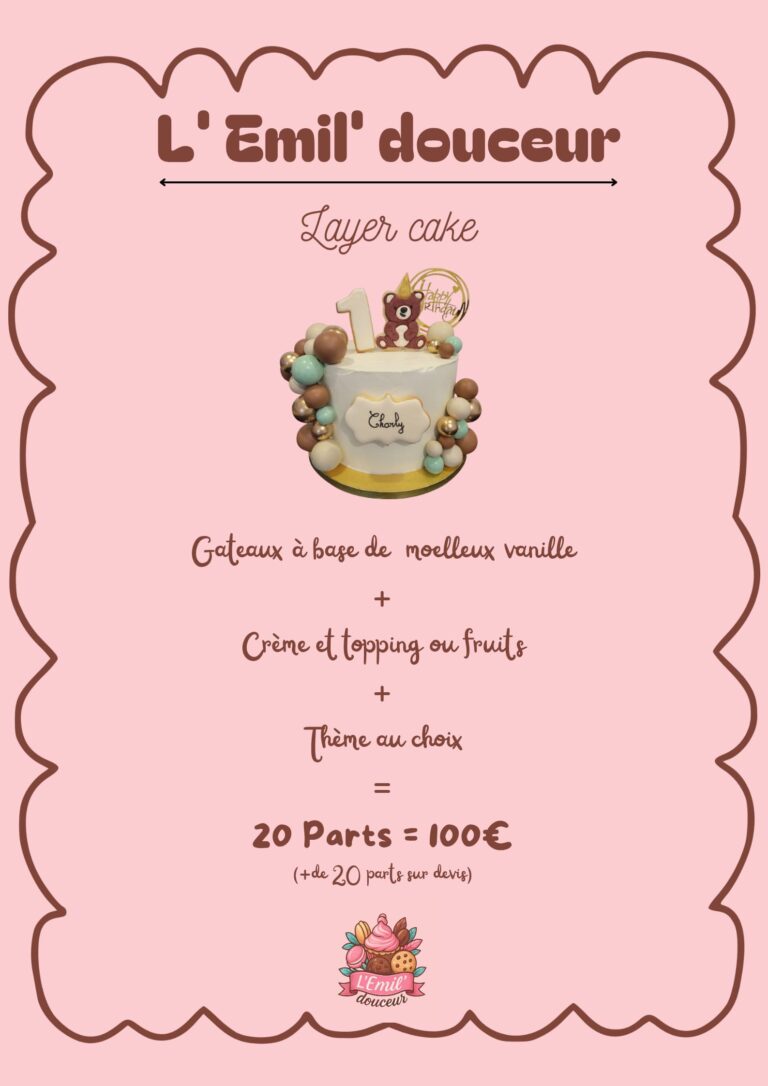 fiche tarifaire des layer cake