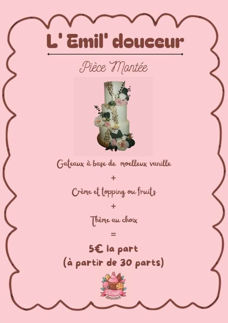 fiche tarifaire pièce montée