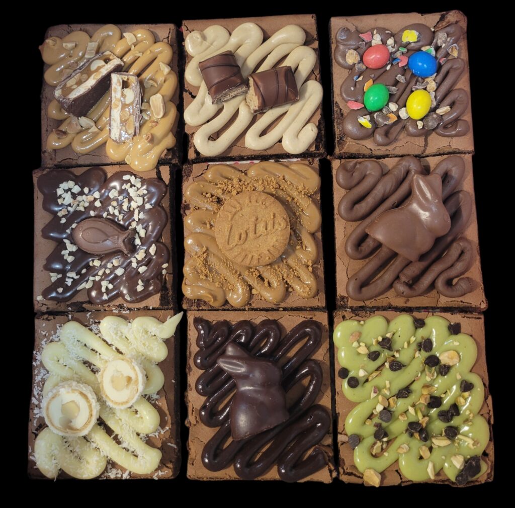 brownies à partagé neufs parts